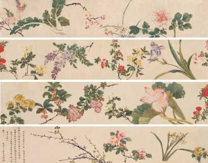 骆绮兰 丙午（1786年）作 花卉图 卷